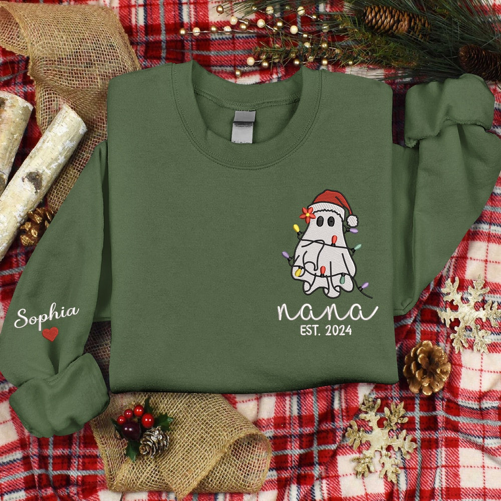 Embroidered Sweatshirt, Embroidery Spooky Ghost Boo For Give Grandma