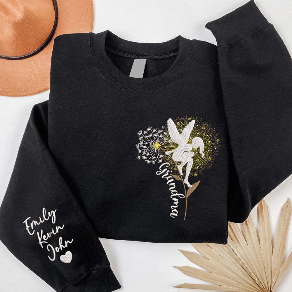 Embroidered Sweatshirt, Fairy Embroidery For Gift Grandma, Grandma