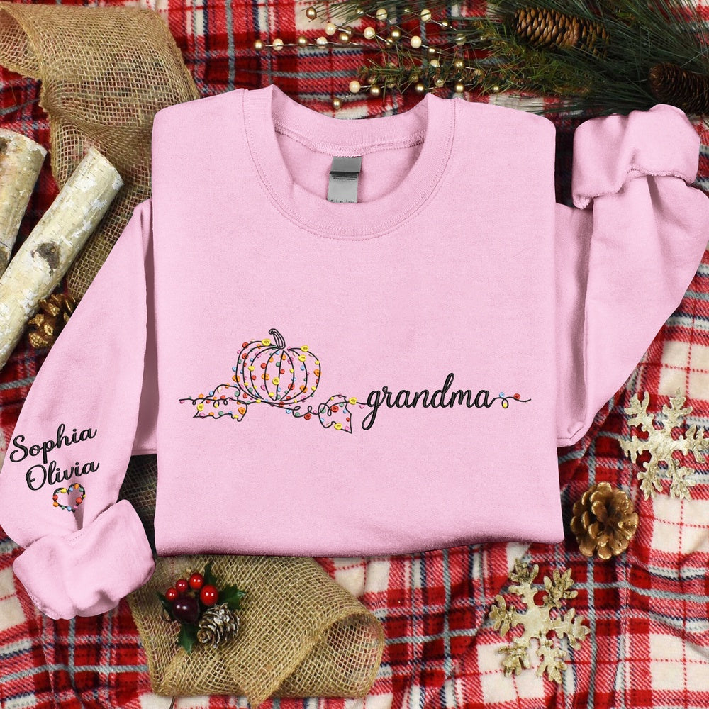 Embroidered Sweatshirt, Fall Pumpkin Hello Grandma, For Grandma
