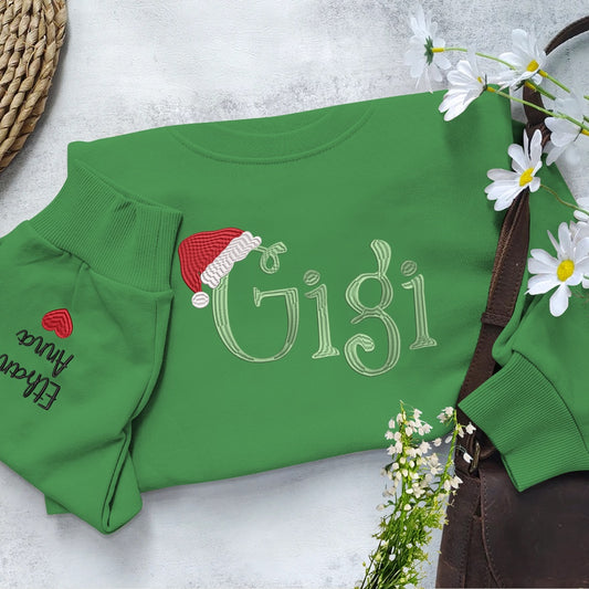Embroidered Sweatshirt, Gigi Christmas Sweatshirt, Custom Grandma Christmas, Gift For Grandma Embroidered Sweatshirt