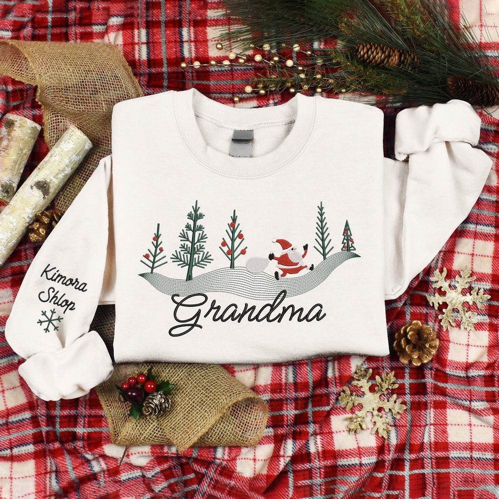 Embroidered Sweatshirt, Grandma Embroidered Christmas Jumper Cute Xmas Sweatshirt