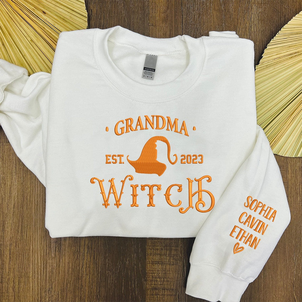 Embroidered Sweatshirt, Grandma Witch Est And Grandkids Sweatshirt