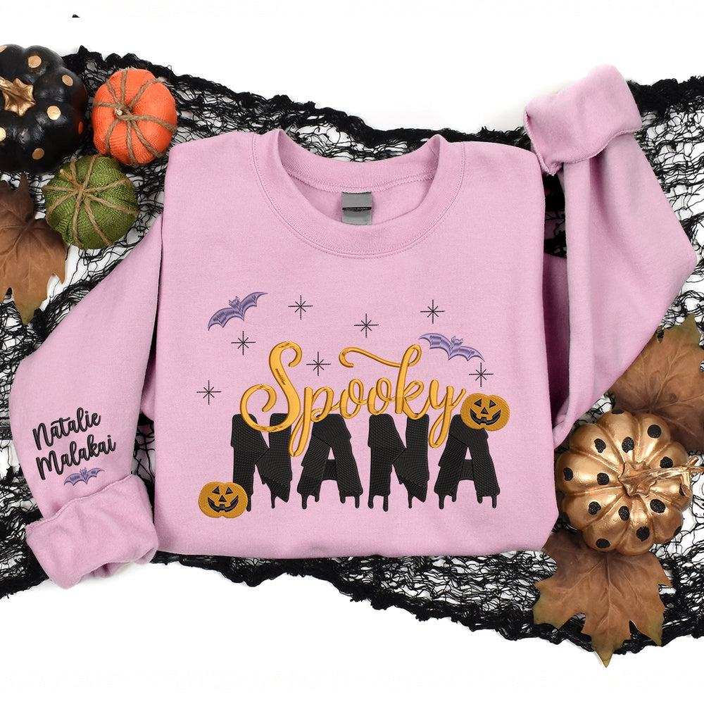 Embroidered Sweatshirt, Halloween Embroidery For Grandma, Give Spooky Nana
