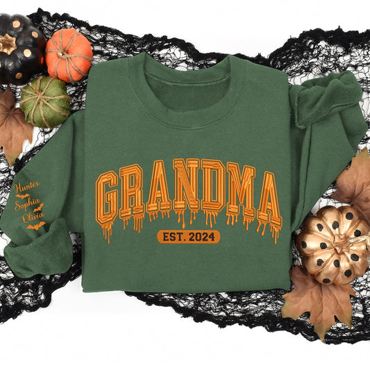 Embroidered Sweatshirt, Halloween Embroidery Sweatshirt Gift For Grandma