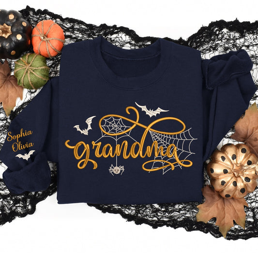 Embroidered Sweatshirt, Halloween Embroidery Trend For Grandma, Grandma Gifts