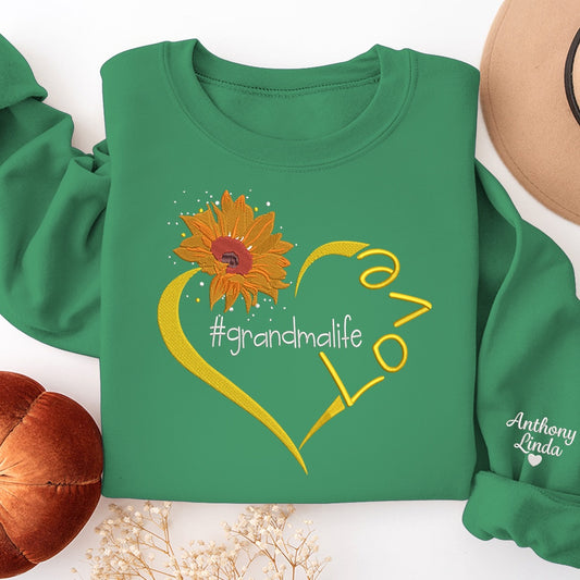Embroidered Sweatshirt, Love Grandma Life Sweatshirt, Custom Grandma Christmas, Gift For Grandma Embroidered Sweatshirt