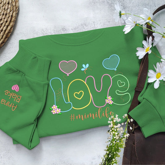 Embroidered Sweatshirt, Love Mimi Life Baby Sweatshirt, Custom Grandma Christmas, Gift For Grandma Embroidered Sweatshirt