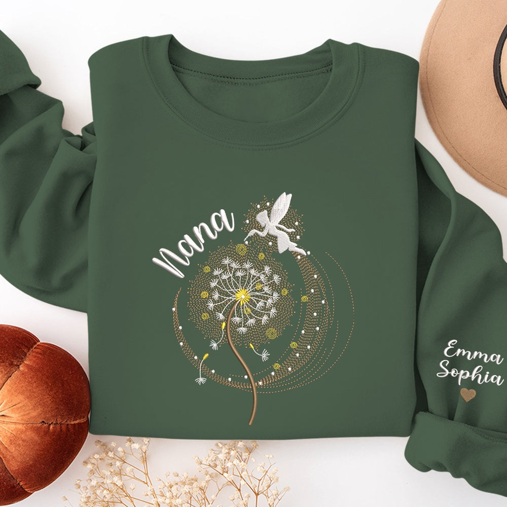 Embroidered Sweatshirt, Magic Fairy On A Dandelion Machine Embroidery Design For Nana , Give Grandma