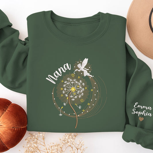 Embroidered Sweatshirt, Magic Fairy On A Dandelion Machine Embroidery Design For Nana , Give Grandma
