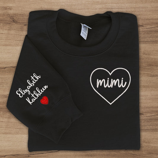 Embroidered Sweatshirt, Mimi Embroidered Sweatshirt, Custom Mimi And Kids, Grandma Gift Th Sweatshirt