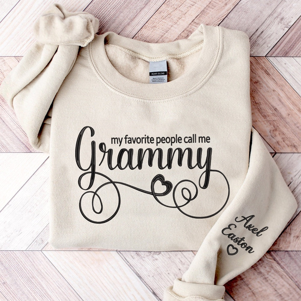 Embroidered Sweatshirt, My Favorite People Call Me Grammy And Kids Embroidered Sweatshirt