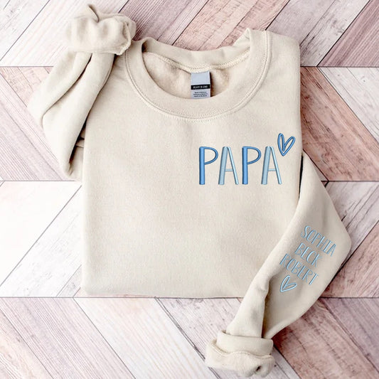 Embroidered Sweatshirt, Papa Embroidered Sweatshirt, Custom Papa, Gift For Grandpa Sweatshirt