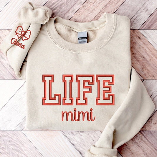 Embroidered Sweatshirt, Personalized Embroidered Mimi Life With Grandkids Cute Sweatshirt