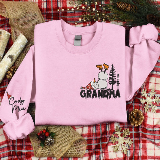 Embroidered Sweatshirt, Snowman Custom Embroidered, Give Grandma, Gift For Grandma