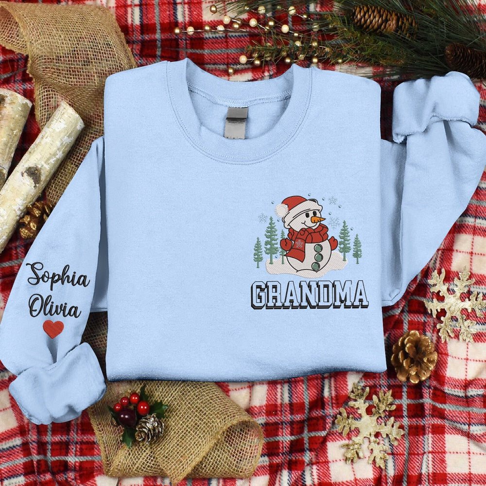 Embroidered Sweatshirt, Snowman Tree Custom Embroidered, Give Grandma, Gift For Grandma