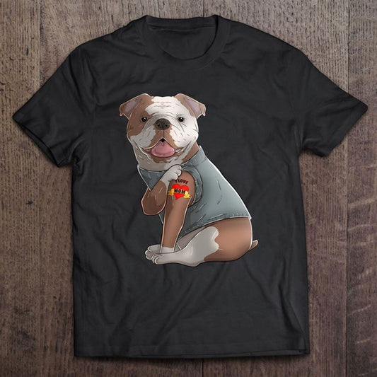English Bulldog I Love Mom Tattoo Dog Shirt Mother's Day T Shirt, Mother's Day Shirt, Shirt For Mom, Mom Shirt
