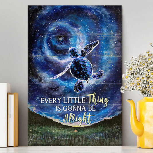 Every Little Thing Is Gonna Be Alright Baby Sea Turtle Canvas Wall Art - Christian Canvas Prints - Bible Verse Canvas Art