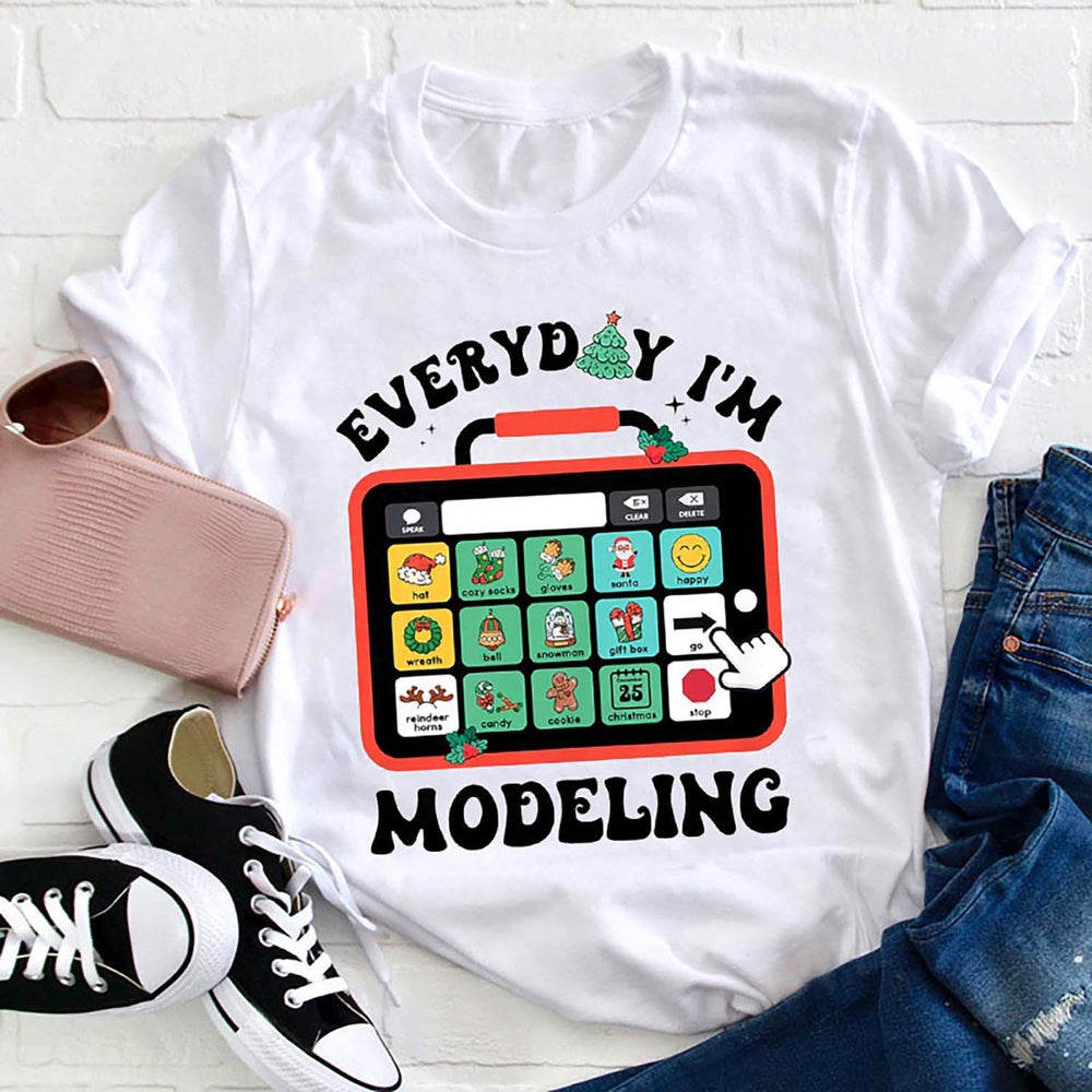 Every Day I'm Modeling Christmas SLP T Shirt, Merry T Shirt, Unisex Christmas Shirts