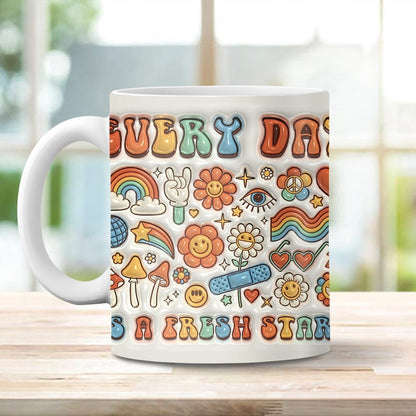 Every Day Is A Fresh Start 3D Inflated Mug, 3D Coffee Mug, Cute 3D Inflated Mug, Birthday Gift, Christimas Gift
