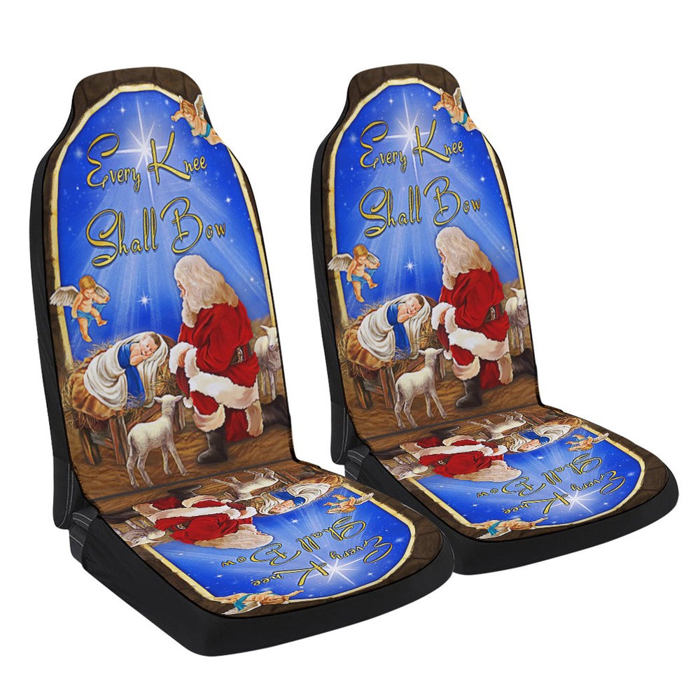 Every Knee Shall Bow Santa Claus Jesus Christmas Cars Seat Cover, Christmas Car Seat Covers, Car Decor Gift