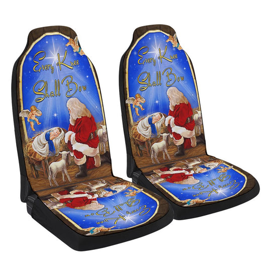 Every Knee Shall Bow Santa Claus Jesus Christmas Cars Seat Cover, Christmas Car Seat Covers, Car Decor Gift