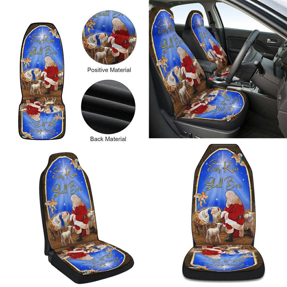 Every Knee Shall Bow Santa Claus Jesus Christmas Cars Seat Cover, Christmas Car Seat Covers, Car Decor Gift