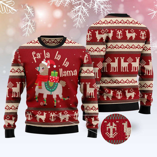 Fa Lalala Llama Ugly Christmas Sweater, Funny Xmas Sweater, Sweater Xmas