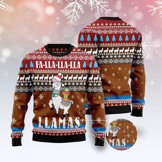 Fa Lla Lla Llamas Ugly Christmas Sweater, Funny Xmas Sweater, Sweater Xmas
