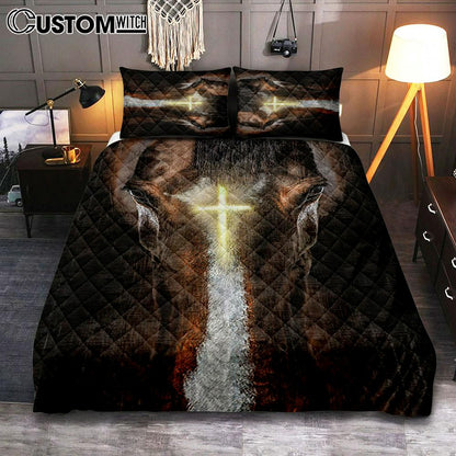 Face Of Horse Beautiful Cross Quilt Bedding Set Art