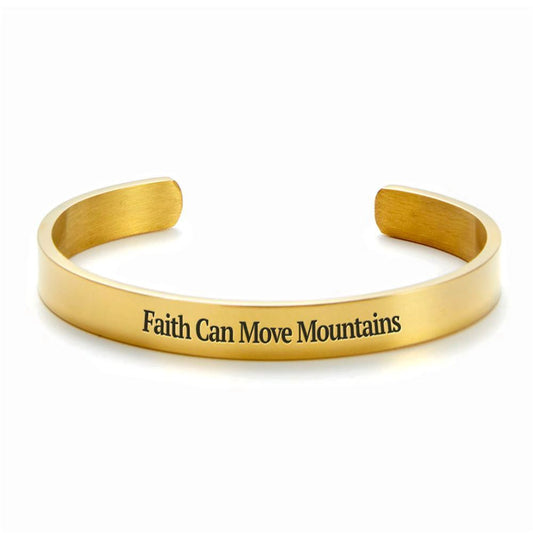 Faith Can Move Mountains Personalized Cuff Bracelet, Christian Bracelet For Women, Bible Verse Bracelet, Christian Jewelry