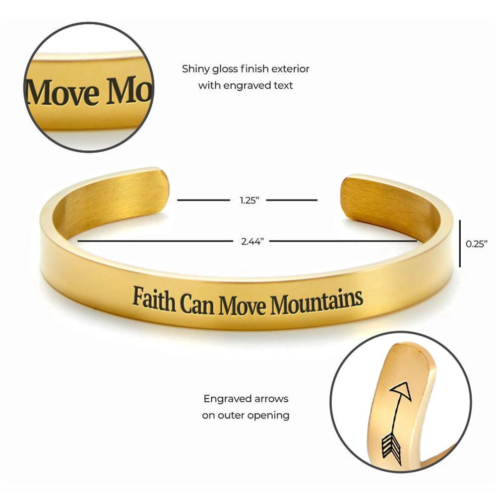 Faith Can Move Mountains Personalized Cuff Bracelet, Christian Bracelet For Women, Bible Verse Bracelet, Christian Jewelry