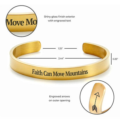 Faith Can Move Mountains Personalized Cuff Bracelet, Christian Bracelet For Women, Bible Verse Bracelet, Christian Jewelry