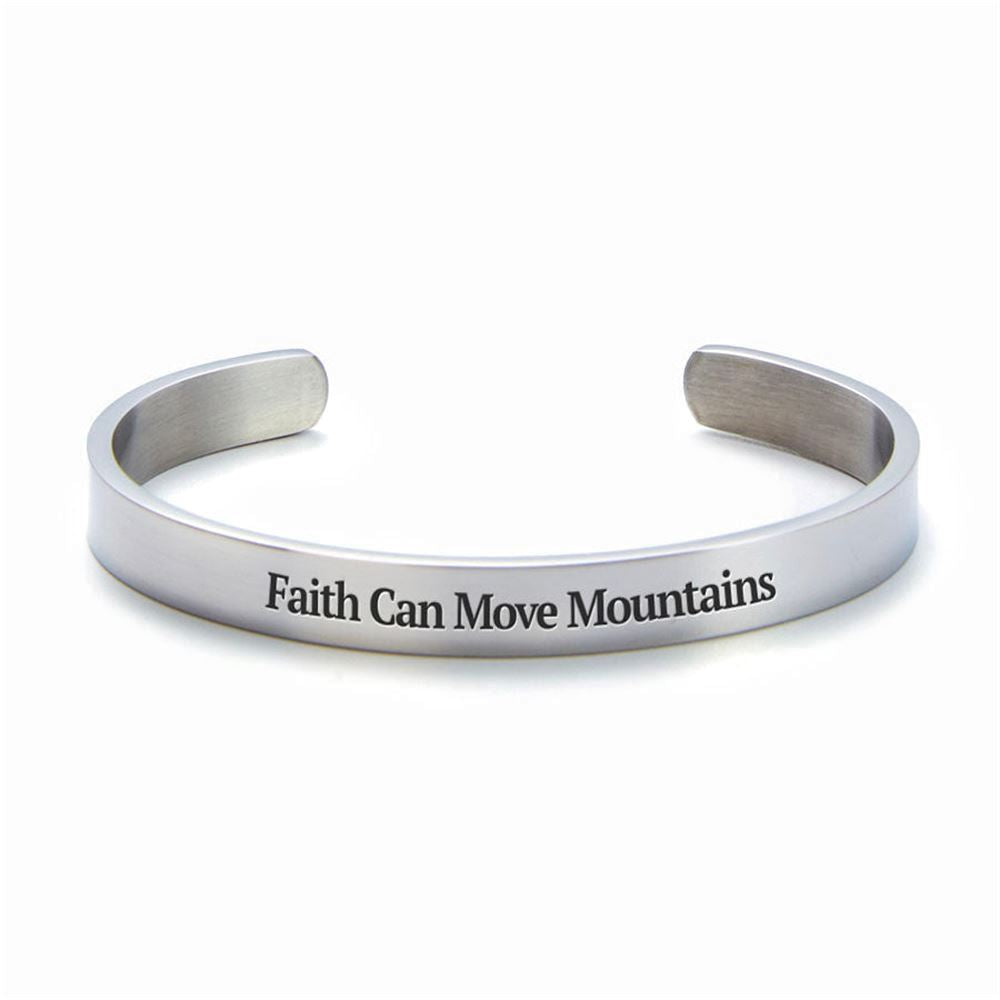 Faith Can Move Mountains Personalized Cuff Bracelet, Christian Bracelet For Women, Bible Verse Bracelet, Christian Jewelry