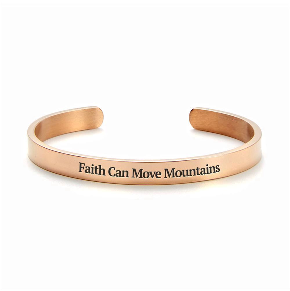 Faith Can Move Mountains Personalized Cuff Bracelet, Christian Bracelet For Women, Bible Verse Bracelet, Christian Jewelry