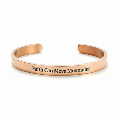 Faith Can Move Mountains Personalized Cuff Bracelet, Christian Bracelet For Women, Bible Verse Bracelet, Christian Jewelry