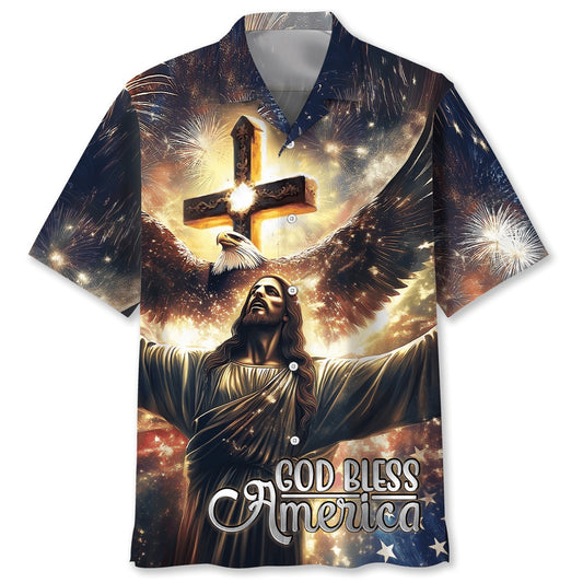 Faith God Bless America Hawaiian Shirt, Funny Hawaiian Shirt, Usa Hawaiian Shirt, Vintage Hawaiian Shirts