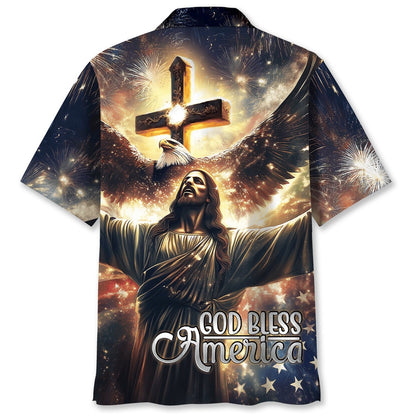 Faith God Bless America Hawaiian Shirt, Funny Hawaiian Shirt, Usa Hawaiian Shirt, Vintage Hawaiian Shirts