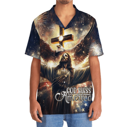 Faith God Bless America Hawaiian Shirt, Funny Hawaiian Shirt, Usa Hawaiian Shirt, Vintage Hawaiian Shirts