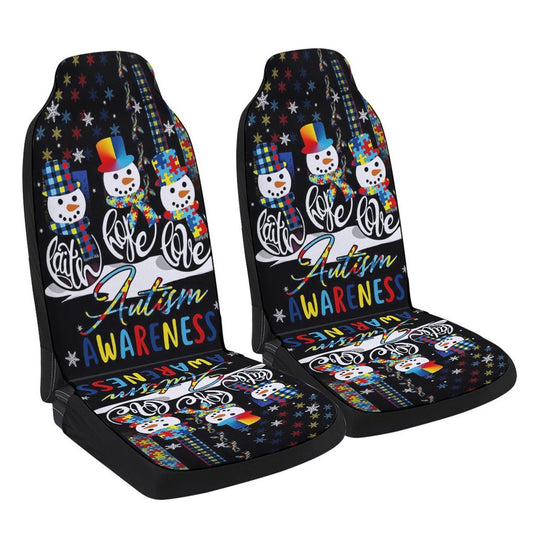 Faith Hope Love Autism Awareness Snowman Christmas Cars Seat Cover, Christmas Car Seat Covers, Car Decor Gift