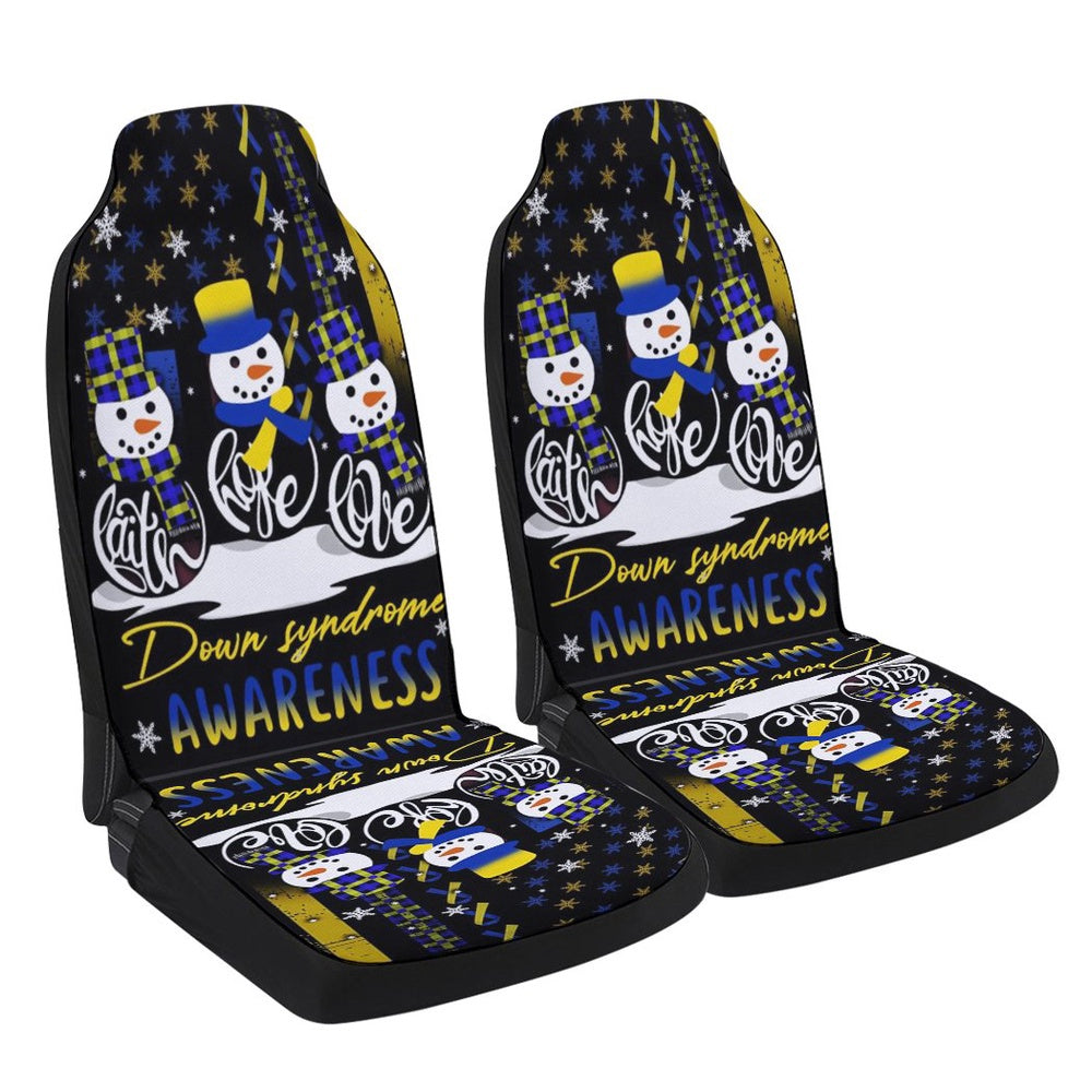 Faith Hope Love Down Syndrome Awareness Snowman Christmas Cars Seat Cover, Christmas Car Seat Covers, Car Decor Gift