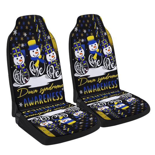 Faith Hope Love Down Syndrome Awareness Snowman Christmas Cars Seat Cover, Christmas Car Seat Covers, Car Decor Gift