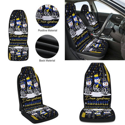 Faith Hope Love Down Syndrome Awareness Snowman Christmas Cars Seat Cover, Christmas Car Seat Covers, Car Decor Gift