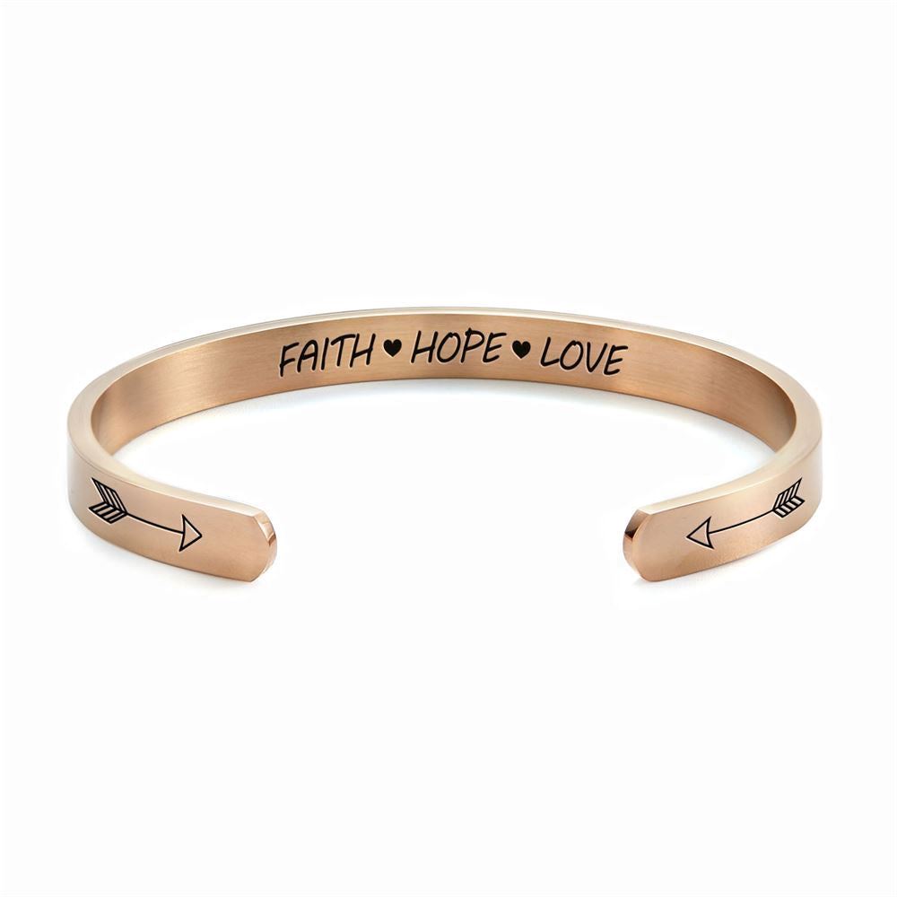 Faith Hope Love Personalized Cuff Bracelet, Christian Bracelet For Women, Bible Verse Bracelet, Christian Jewelry