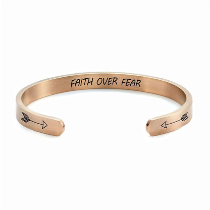 Faith Over Fear Personalized Cuff Bracelet, Christian Bracelet For Women, Bible Verse Bracelet, Christian Jewelry