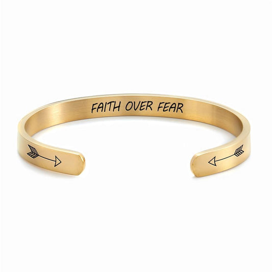 Faith Over Fear Personalized Cuff Bracelet, Christian Bracelet For Women, Bible Verse Bracelet, Christian Jewelry