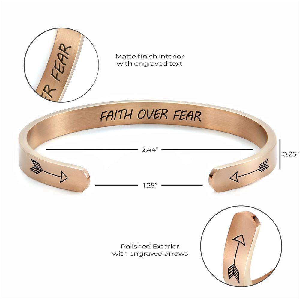 Faith Over Fear Personalized Cuff Bracelet, Christian Bracelet For Women, Bible Verse Bracelet, Christian Jewelry