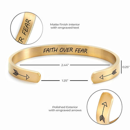 Faith Over Fear Personalized Cuff Bracelet, Christian Bracelet For Women, Bible Verse Bracelet, Christian Jewelry