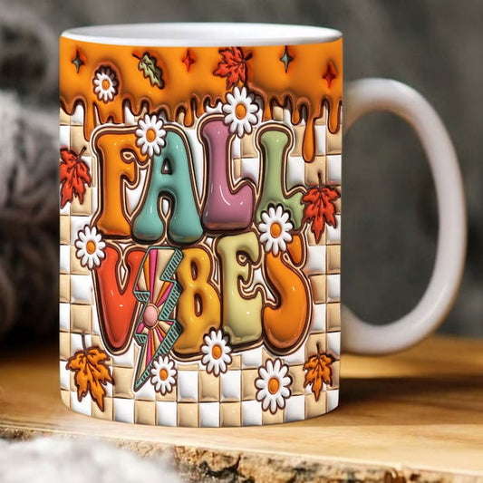 Fall Vibes 3D Mug, 3D Fall Vibes Inflated Mugs, Pumpkin 3D Inflated Mug, Gift For Thanksgiving