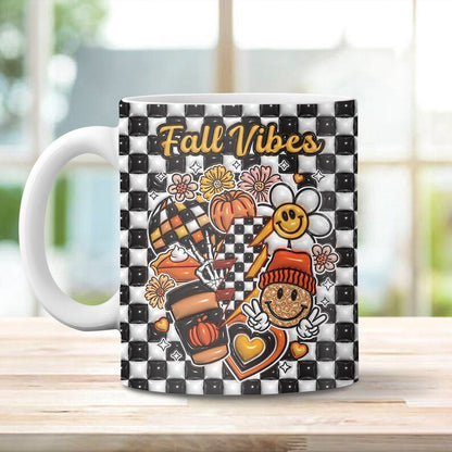 Fall Vibes 3D Mug, 3D Inflated Fall Vibes Mug, Pumpkin 3D Inflated Mug, Gift For Thanksgiving