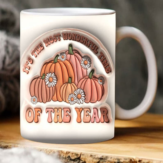 Fall Vibes 3D Mug, 3D Pumpkin Inflated Mug, Pumpkin 3D Inflated Mug, Gift For Thanksgiving